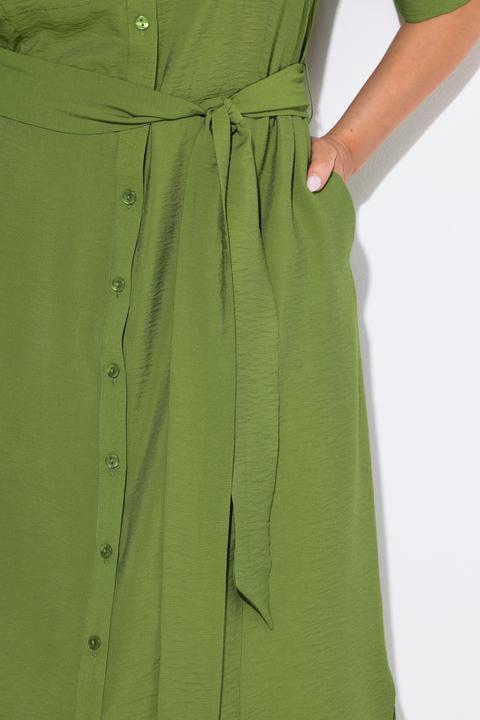 Actual product image Ulla Popken Textured Belted Button Down Dress (58)