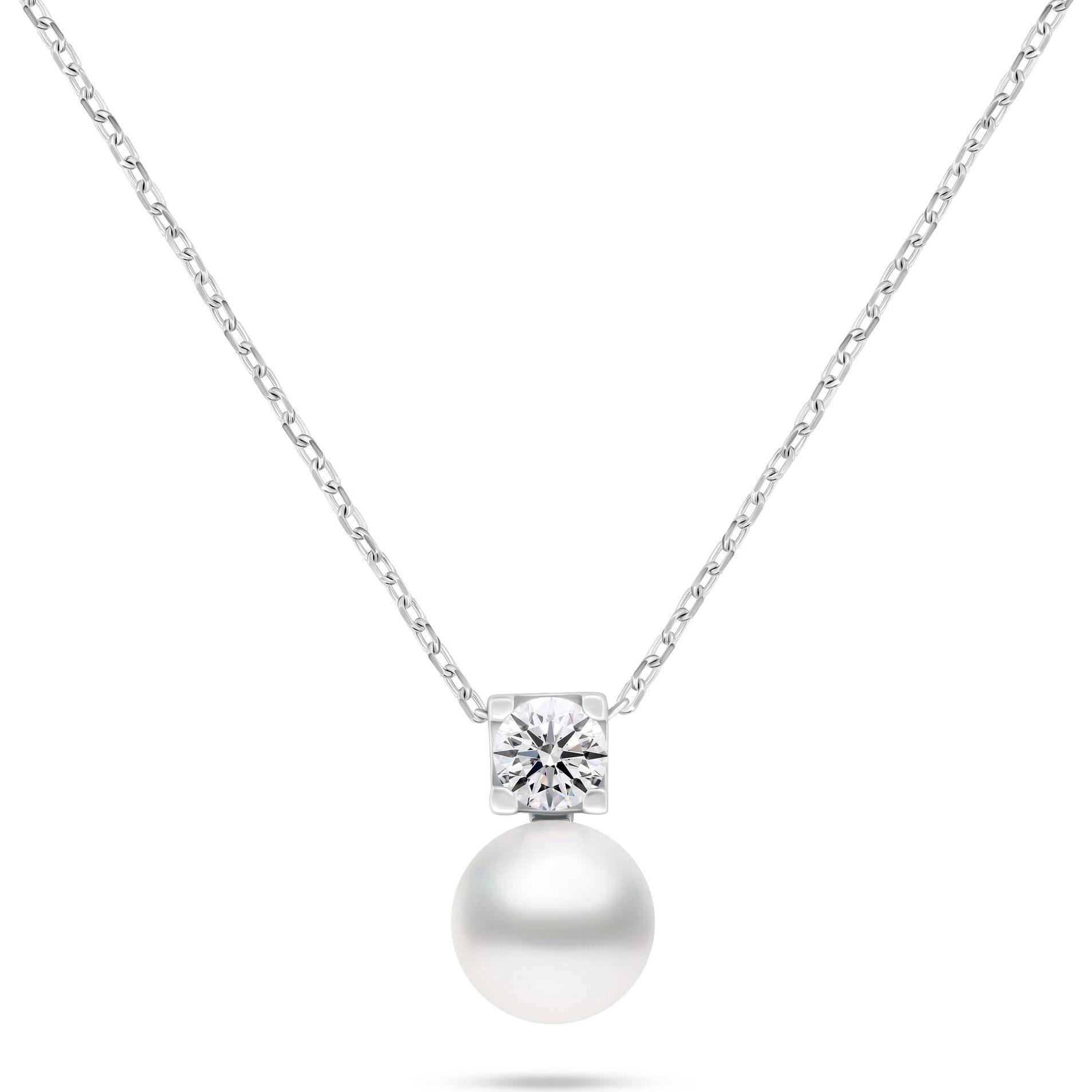 Brilio, Collana, Silver - Silver necklace with real pearl and cubic zirconia NCL212W