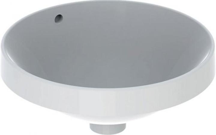Produktbild Geberit VariForm Einbauwaschtisch rund, 400mm, ohne Hahnloch, mit Überlauf (590 mm, 195 mm)