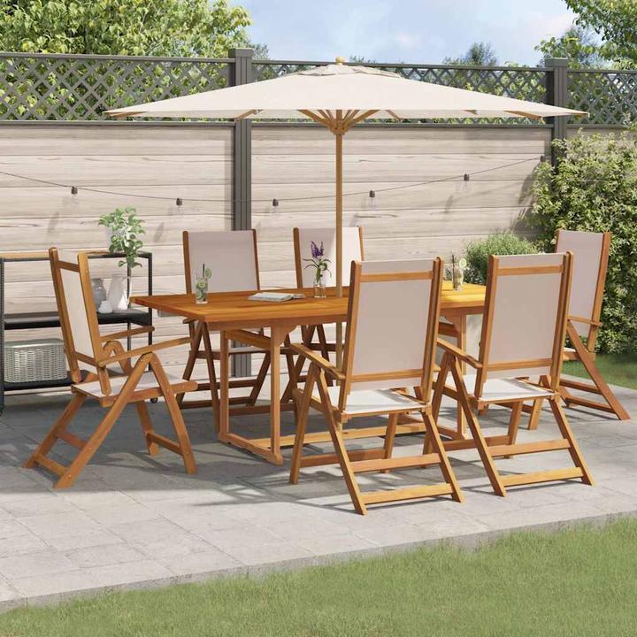 Immagine prodotto vidaXL Mobili da giardino set da pranzo set da giardino 7 pezzi in legno massiccio di acacia textilene (100 cm)