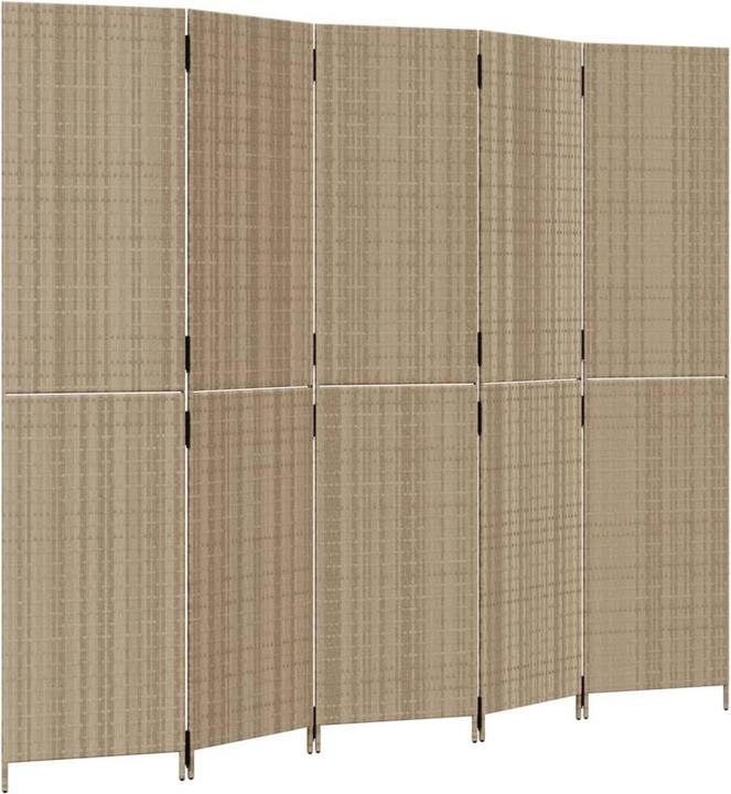 Produktbild vidaXL Paravent 5-tlg. Beige Poly Rattan,Farbe: Beige,Material: Poly