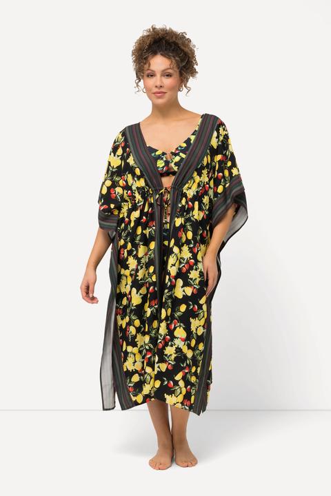 Produktbild Ulla Popken Kaftan, Zitronen, Bordüren, V-Ausschnitt, Halbarm (50, 52, 54, 56)