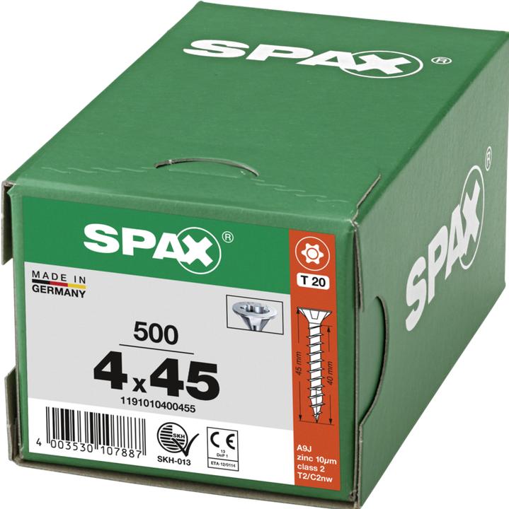 Produktbild Spax Spanplattenschrauben SK T20 4,0x45 mm (500 Schrauben pro Stück)