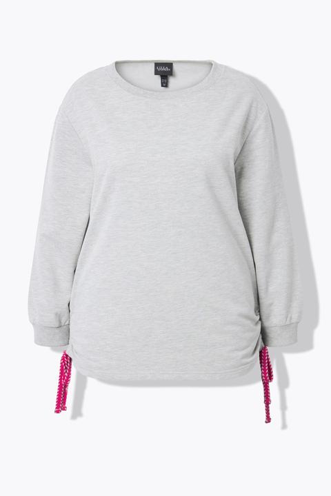 Produktbild Ulla Popken Sweatshirt, seitliche Raffbänder, Rundhals, Langarm (60)