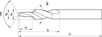 Actual product image Gühring Short step drill HSS TiN through hole 90 degree M5 (5.3mm)