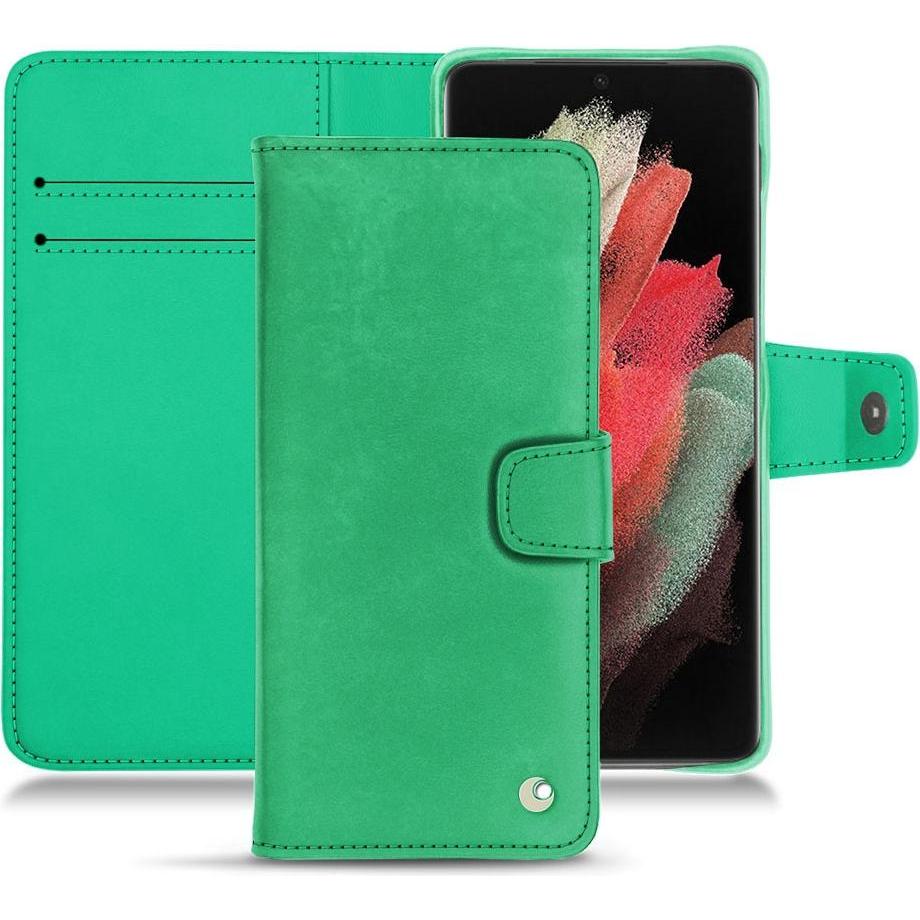 Noreve Lederschutzhülle Wallet (Samsung Galaxy S21 Ultra), Smartphone Hülle, Grün