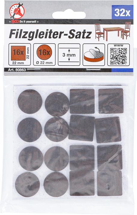 Produktbild BGS Filzgleiter-Satz braun 32-tlg. (Filzgleiter, 32 Stück)