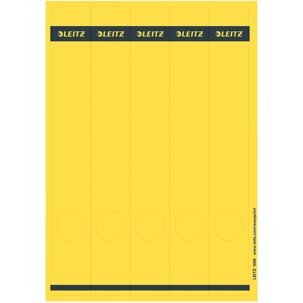 Leitz, Ordner Zubehör, Ordnerrücken-Etikett, 39 x 285 mm, lang, schmal, gelb passend für Standard- und Hartpapp