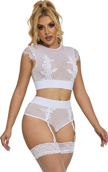 Subblime 954048 BH + HÃ–SCHEN MIT STRUMPFGÃoeRTEL WEISS L/XL