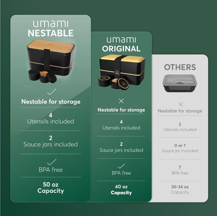 Actual product image Umami Bento Box Nestable L Bamboo Black