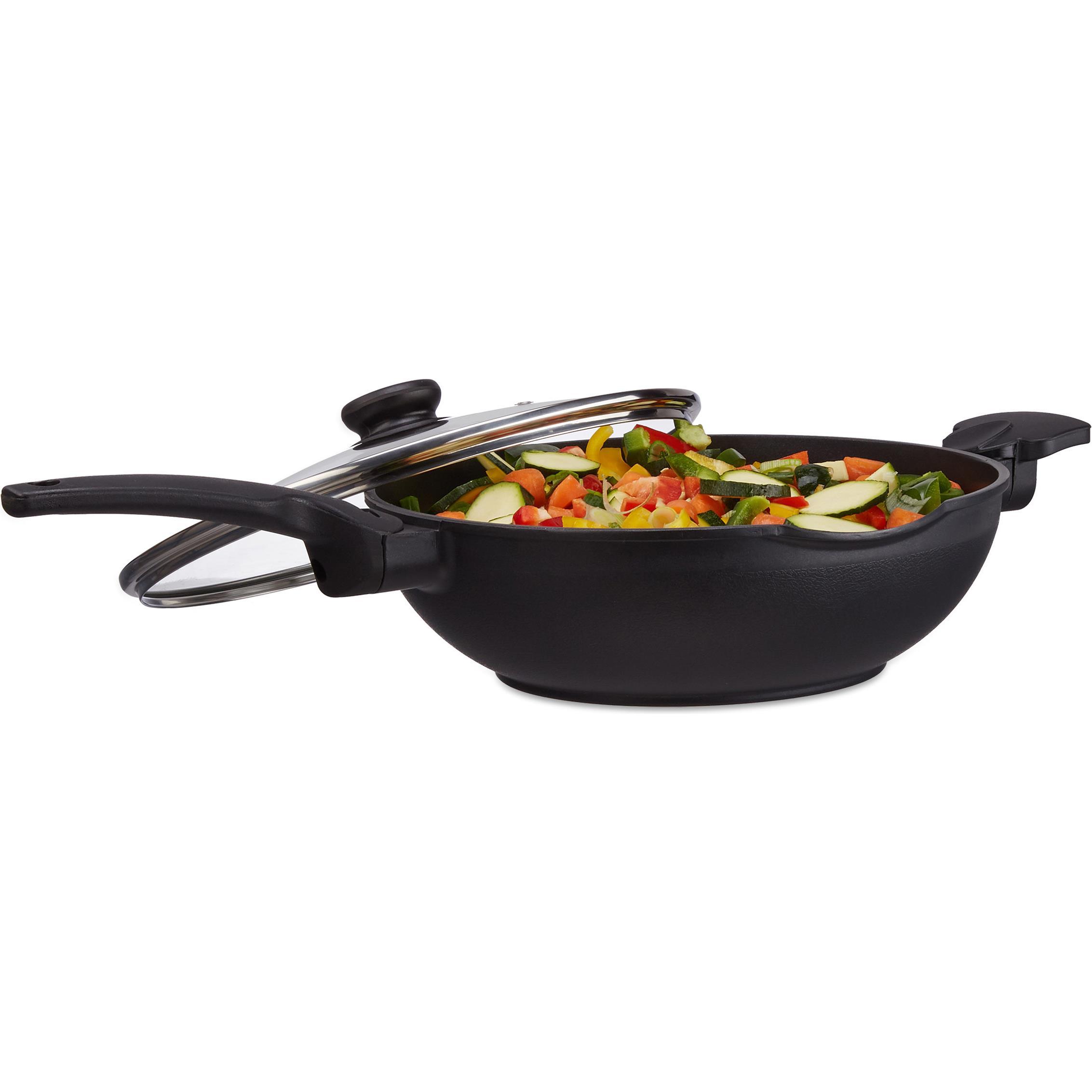 Thumbnail - Relaxdays Wokpfanne, Pfanne + Kochtopf, Schwarz, Transparent