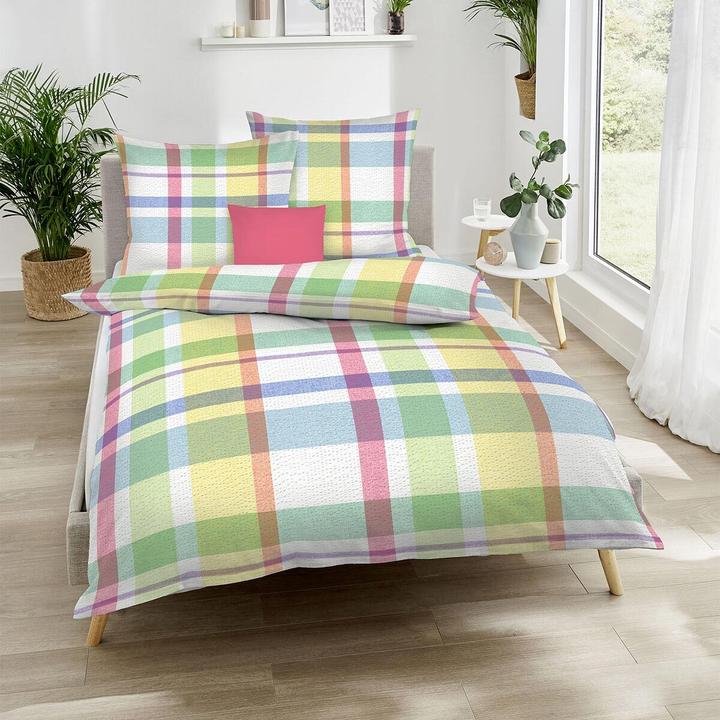 Actual product image Traumschlaf Seersucker Bettwäsche Madras Karo bunt (Bedding set, 155x220 cm + 80x80 cm)