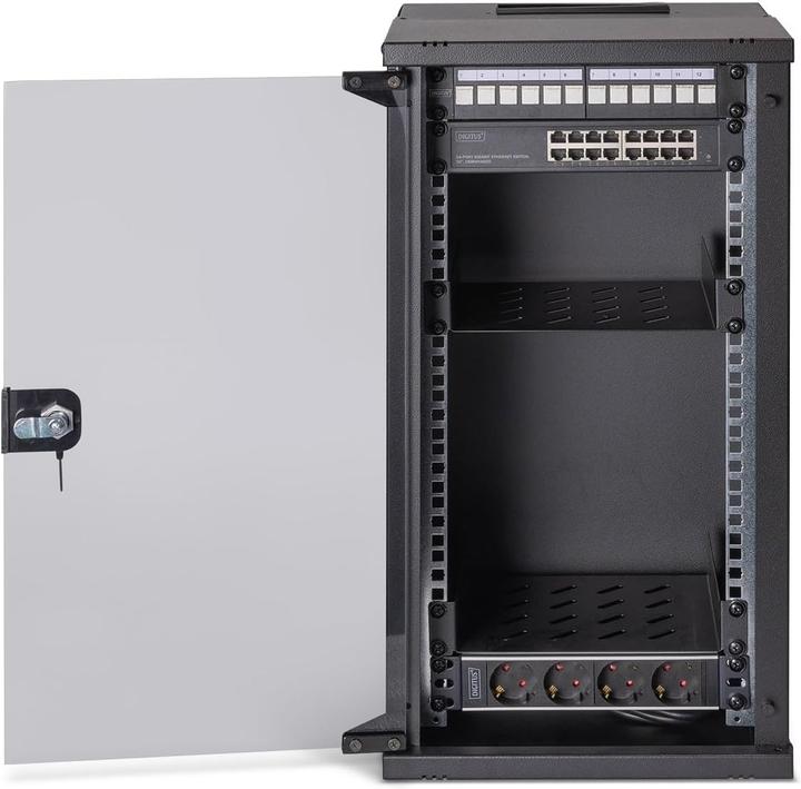 Produktbild Digitus 10" Netzwerk-Set, 12HE Wandgehäuse und Zubehör, sw SOHO PRO Version (12 HE, 10 Zoll Rack)