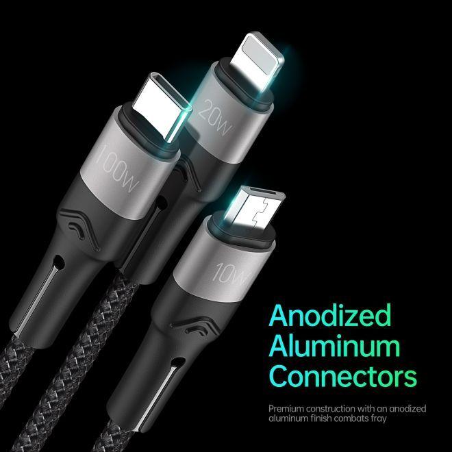 Produktbild Duzzona 3 in 1 USB Ladekabel (1.30 m, 100 W)
