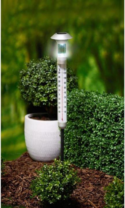 Actual product image Grundig LED Solar Light Outdoor Thermometer Earth Spike