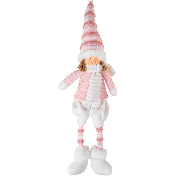 MICA Living, Weihnachtsdeko, Dekokind - Mädchen rosa/weiss - sitzend - ca. 16 x 9 x 50 cm