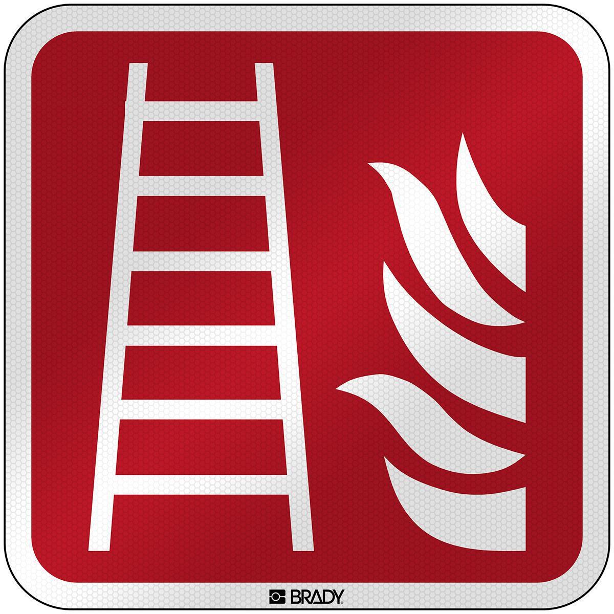 Brady, Etiketten, F/F003/NT/RFL-390x390-1, ISO Sicherheitsschild - Feuerleiter, Laminierte reflektierende Besc