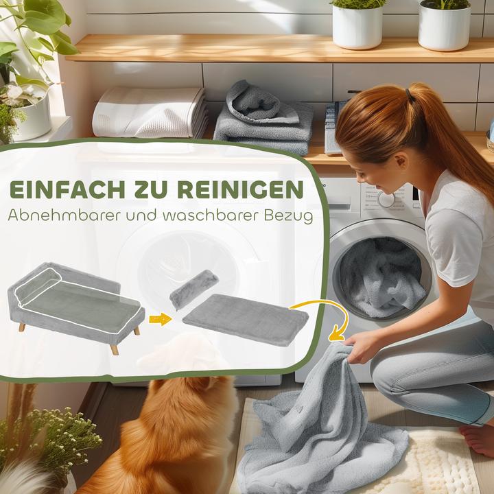 Produktbild PawHut Hundesofa Polyester, Schaumstoff Hellgrau (Hund)