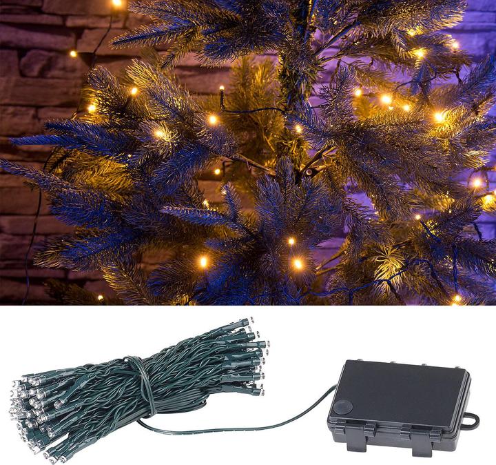 Produktbild Lunartec LED-Lichterkette mit 100 LEDs, Timer, Batterie, warmweiss, 10 m, IP44 (10 m)