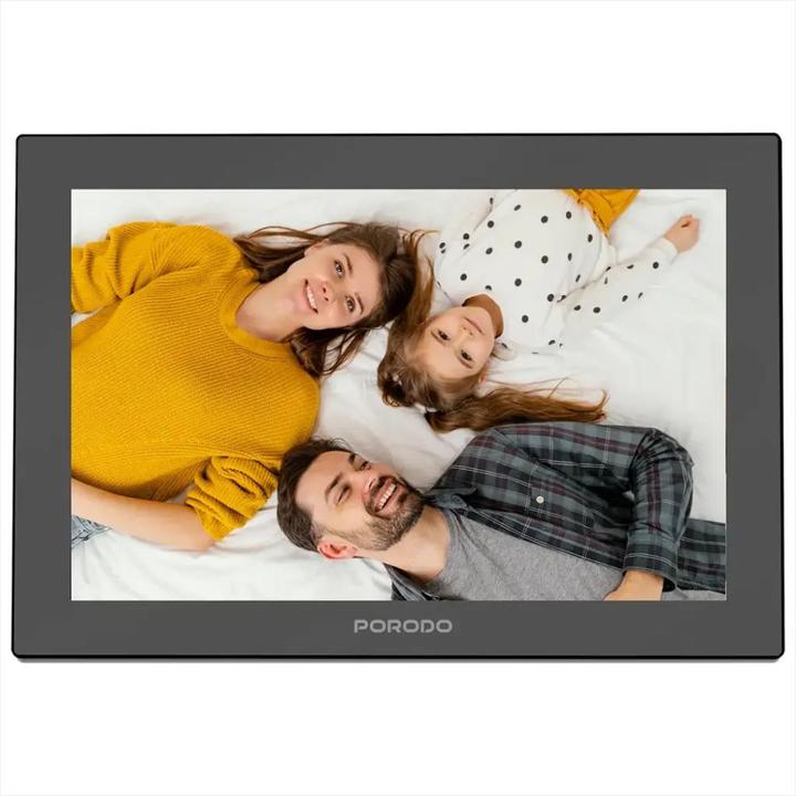 Produktbild Porodo Digitaler Bilderrahmen Pixelle 10,1 Spiegelglas-Technologie - Schwarz (10.10", 1920 x 1200 Pixel)