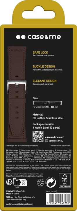 Image du produit SBS Bracelet en cuir synthétique pour Apple Watch 42-44-45-49mm/Ultra (Faux cuir)