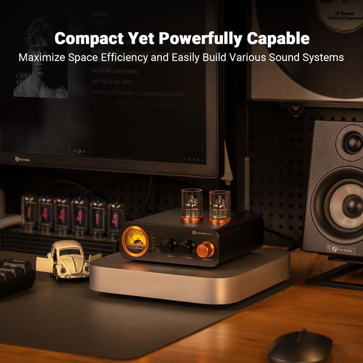Actual product image Fosi Audio MC331, Verstärker mit Bluetooth, DAC + VU Meter (Tube amplifier)