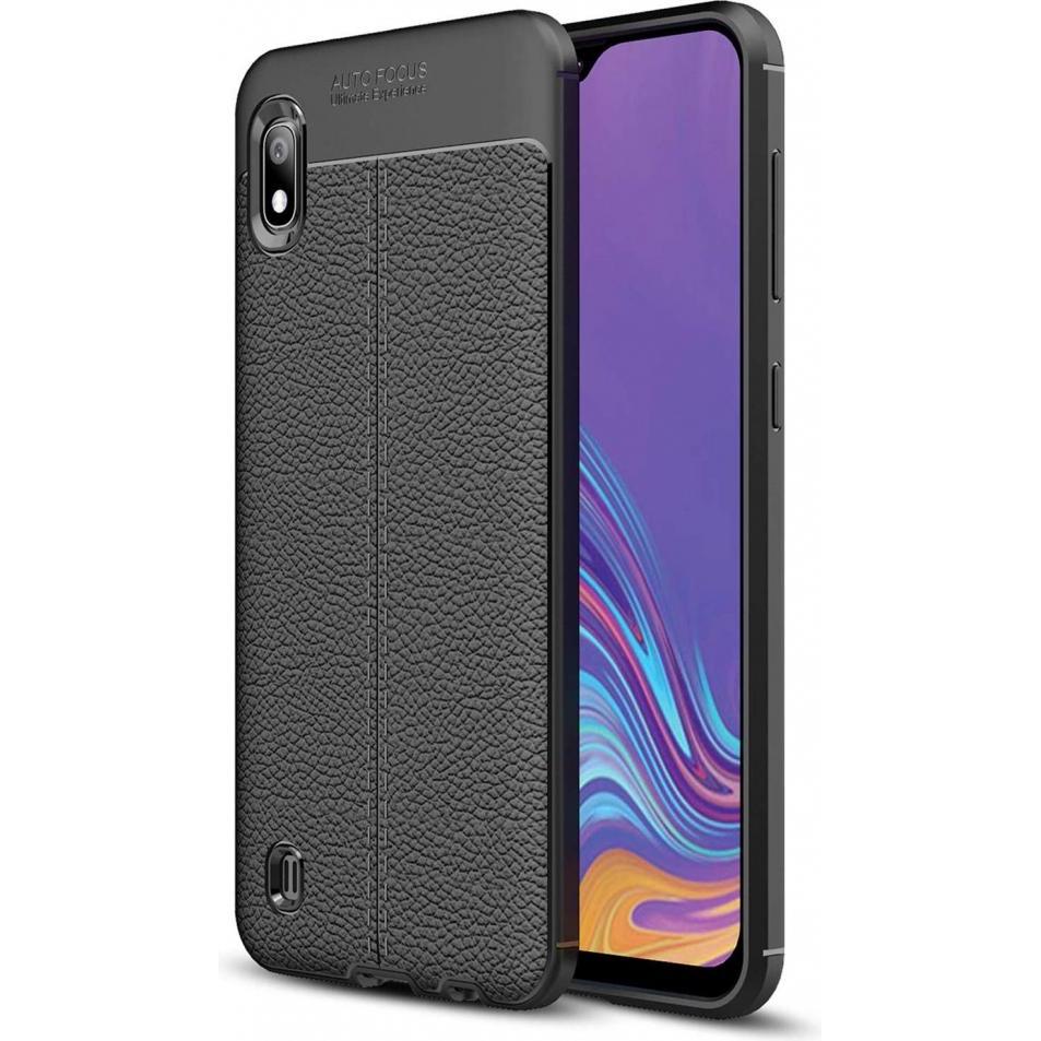 Screenguard Samsung Galaxy A10 Hülle Leather Design TPU Cover (Samsung Galaxy A10), Smartphone Hülle, Schwarz