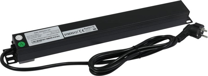 Produktbild Synergy 21 ALLNET 19"zbh. Steckdosenleiste, 9xDosen(CEE7)->Stecker(CEE7), Schalter, Schwarz (9 x, CEE7, 2 m)