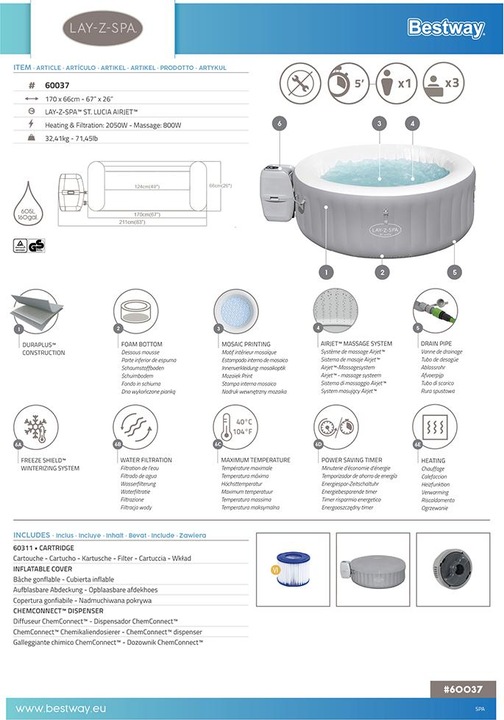Produktbild Bestway Lay-Z-Spa St. Lucia AirJet (3 Pers.)