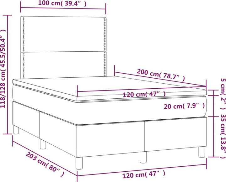 Produktbild vidaXL Boxspringbett (120 x 200 cm)
