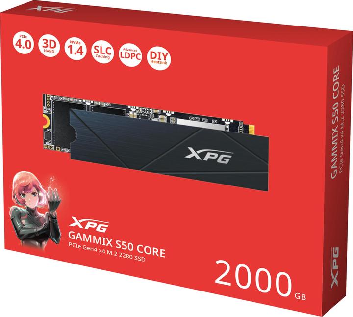 Actual product image Adata SSD 2TB PCI-E NVMe XPG Gammix S50 CORE retail (2000 GB, M.2 2280)
