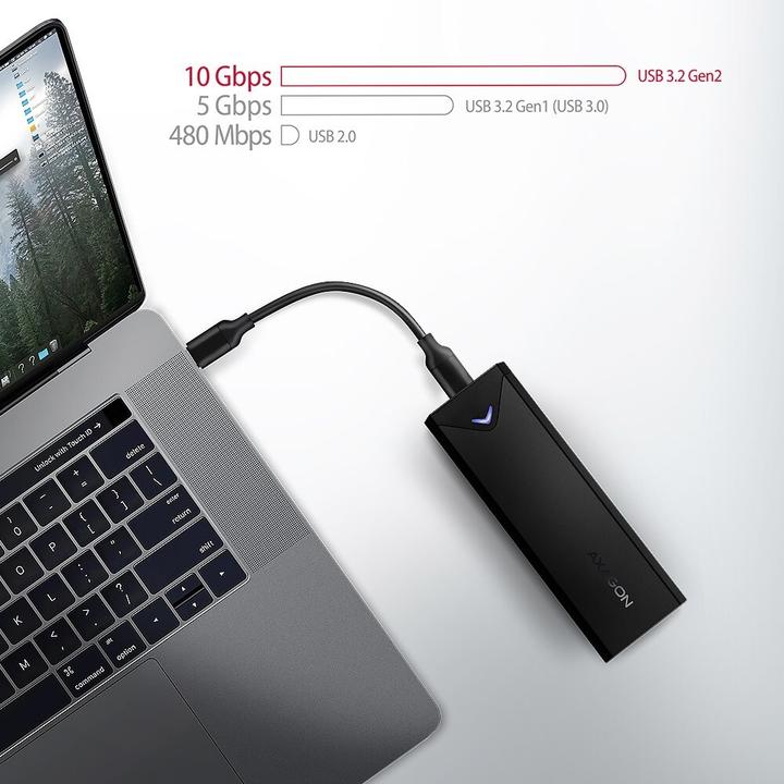 Actual product image Axagon Boitier external USB 3.2 EEM2-UB2 - NVMe M.2 Type 2280 (Noir) (M.2 2280, M.2 2230, M.2 2260)