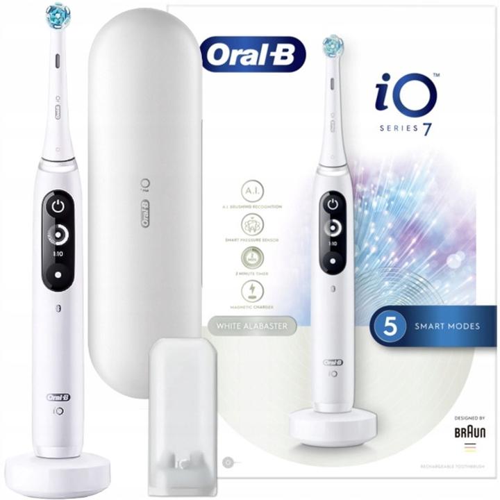 Produktbild Oral-B IO Serie 7 Elektrische Zahnbürste mit Timer - Weiss Alabaster, 1 Stück (Oszillierende Zahnbürste)