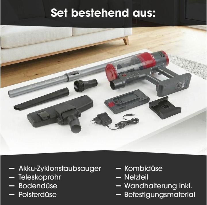 Produktbild CleanMaxx Akku-Hand- und Stielsauger 22.2 V Grau/Rot