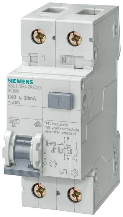 Siemens RCBO 1P+N Pole Type A 30mA 6kA C 10A