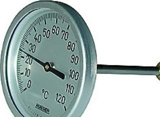Produktbild Sørensen & Kofoed Rüger termometer type TCH. -30-+70° Ø80. 100MM føler. Klasse 1. Følerhus i rustfri