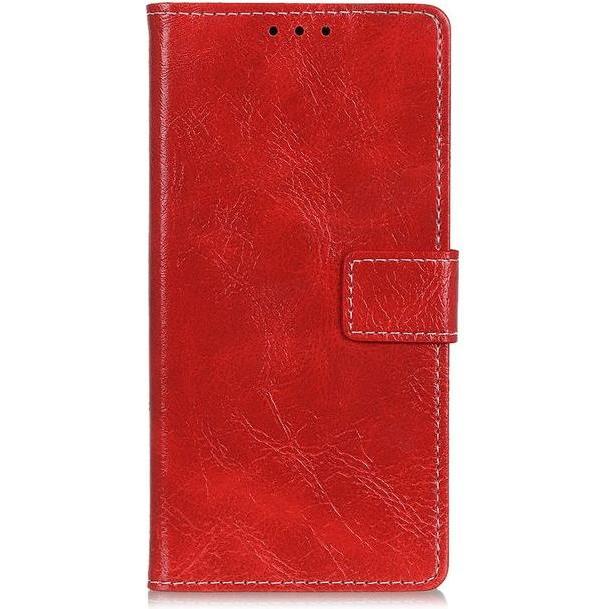 MU Classic Crazy Horse III Leder Bookcover Series (LG G8 ThinQ), Smartphone Hülle, Rot