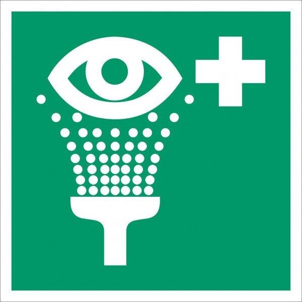Image du produit Everglow Pictogrammes Panneau de rinçage des yeux ASR A1.3 ISO 7010-E011 15x15cm Alu
