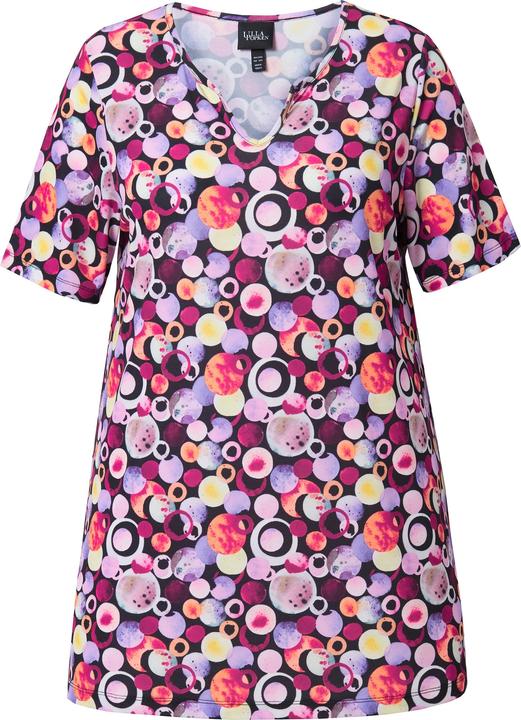 Actual product image Ulla Popken Bubble Print Matte Jersey Round Notch Neck Tunic (58)