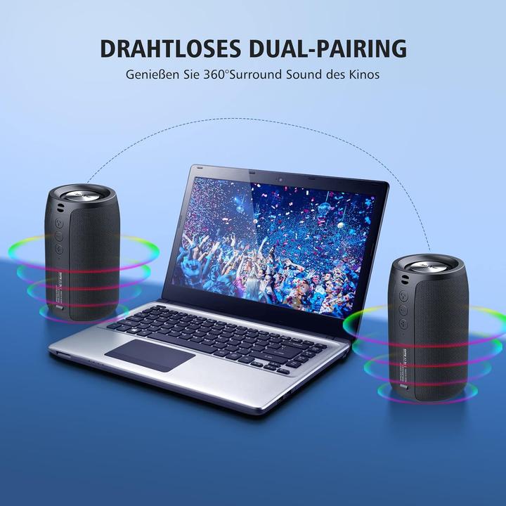 Image du produit Zealot Bluetooth-Lautsprecher S32 mit IPX5 und 12h Spielzeit (12 h, Fonctionnement sur batterie)