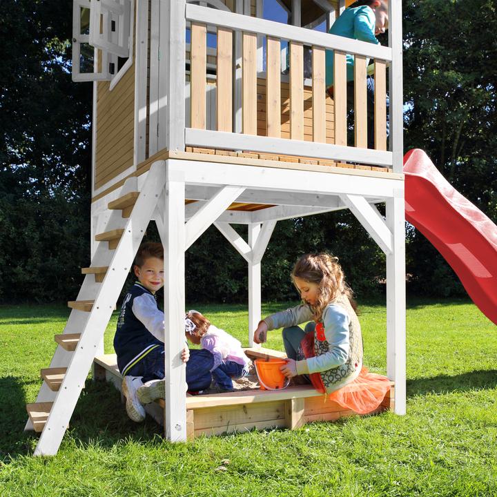 Produktbild Axi Sarah Spielhaus Braun/weiss mit Rote Rutsche