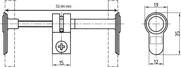 Actual product image Assa Abloy Dummy cylinder 1539 PZ, nickel-plated matt, adjustable 52-94 mm
