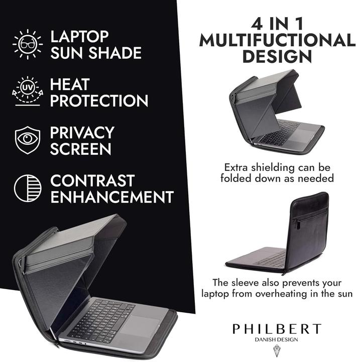 Produktbild Philbert Design Philbert - Sun Shade & Privacy Sleeve/Bag Hemp MacBook 13", Black (13")