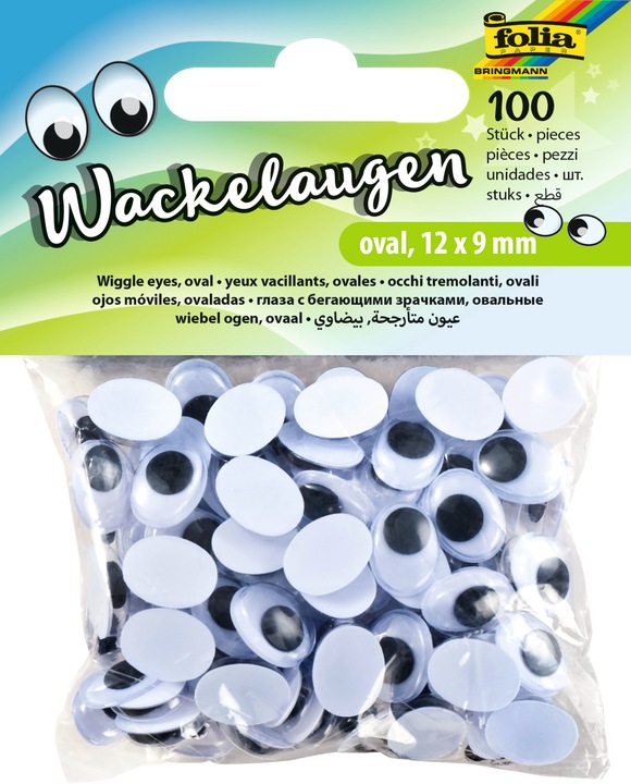 Actual product image Folia Wiggle Eyes oval D12mm