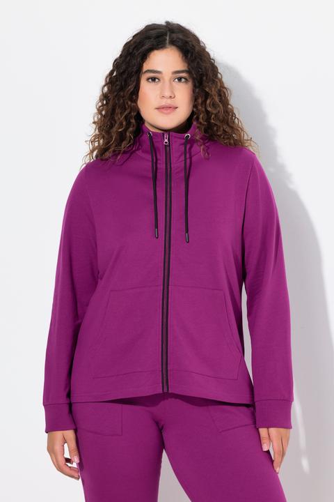 Produktbild Ulla Popken Sweatjacke, Stehkragen, Kängurutasche, hinten länger (46, 48)