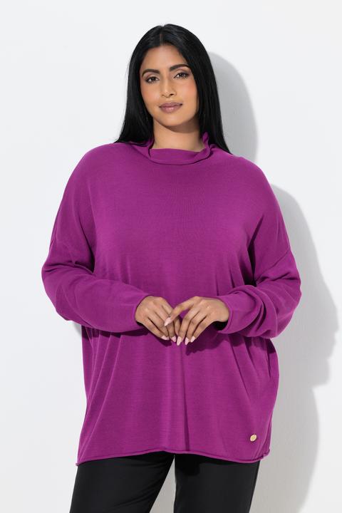Produktbild Ulla Popken Pullover, Rollkanten, Boxy, Stehkragen, Langarm (50, 52)