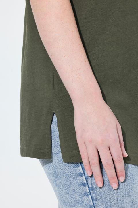 Immagine prodotto Ulla Popken T-shirt con passamano, scollo a tunica e mezze maniche ad aletta (50, 52)