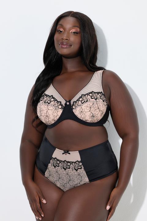 Actual product image Ulla Popken Floral Embroidered Underwire Bra (Single pack, 100 E)