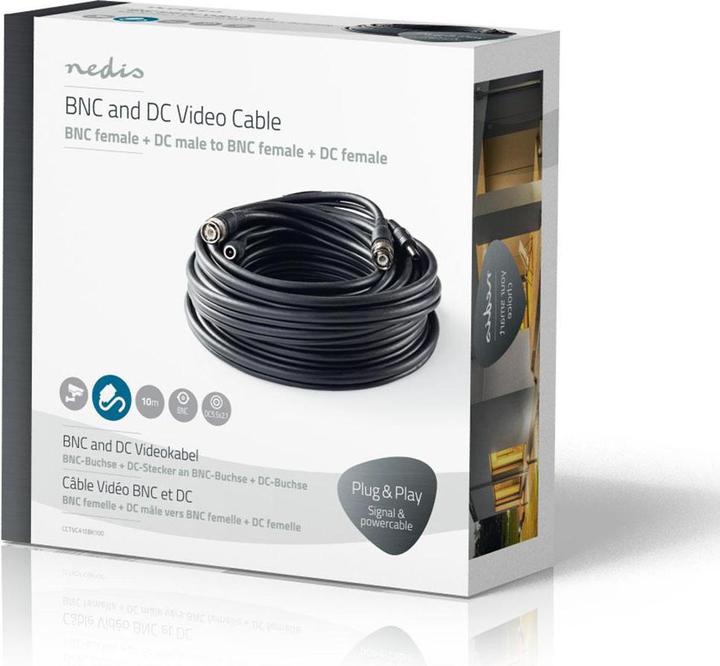Immagine prodotto Nedis Cavo TVCC RG59 con connettori BNC e DC preassemblati, cavo siamese da 10 m per sorveglianza e (U/UTP, CAT5, 10 m)