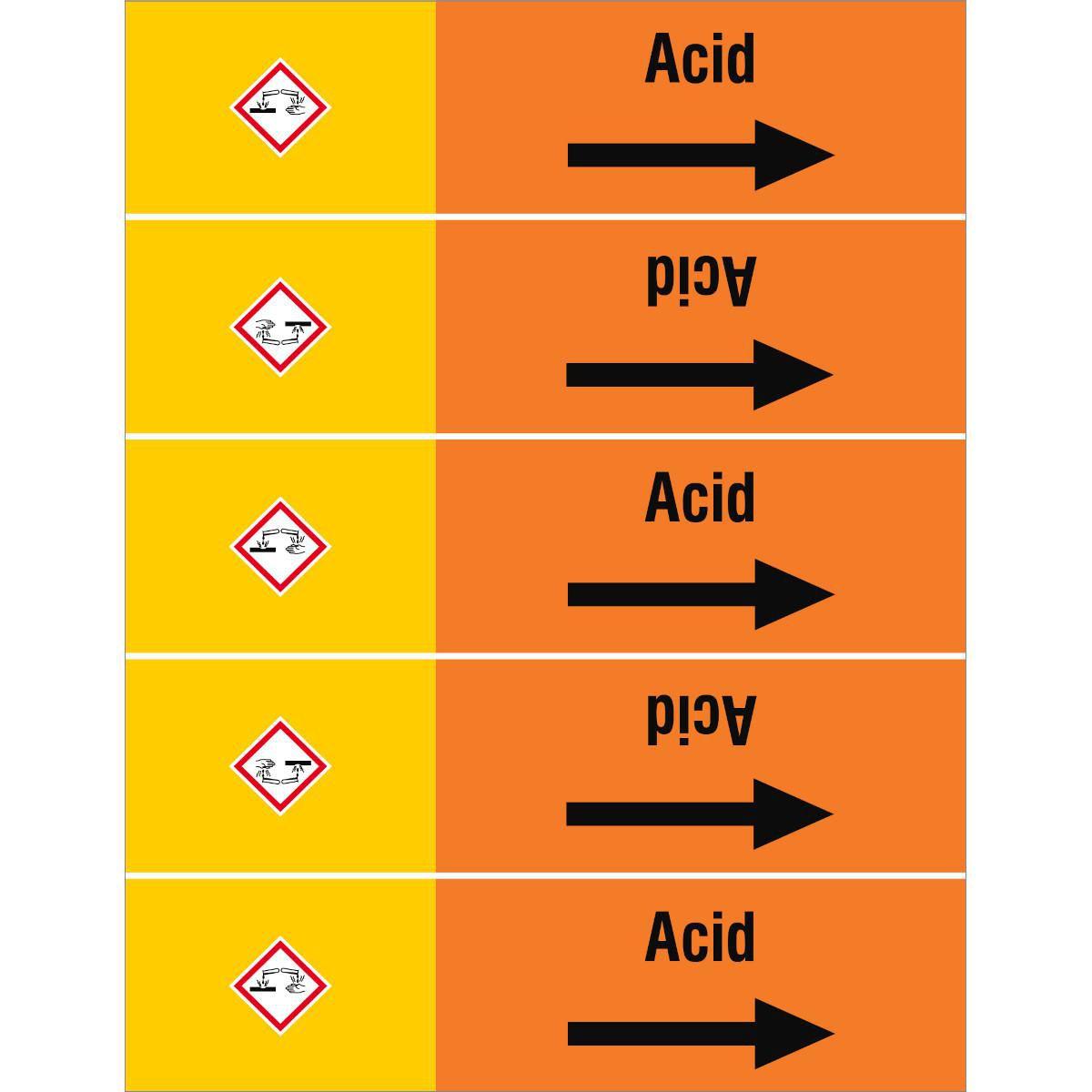 Brady, Etiketten, ISO 20560 Pipe Markers - Acids